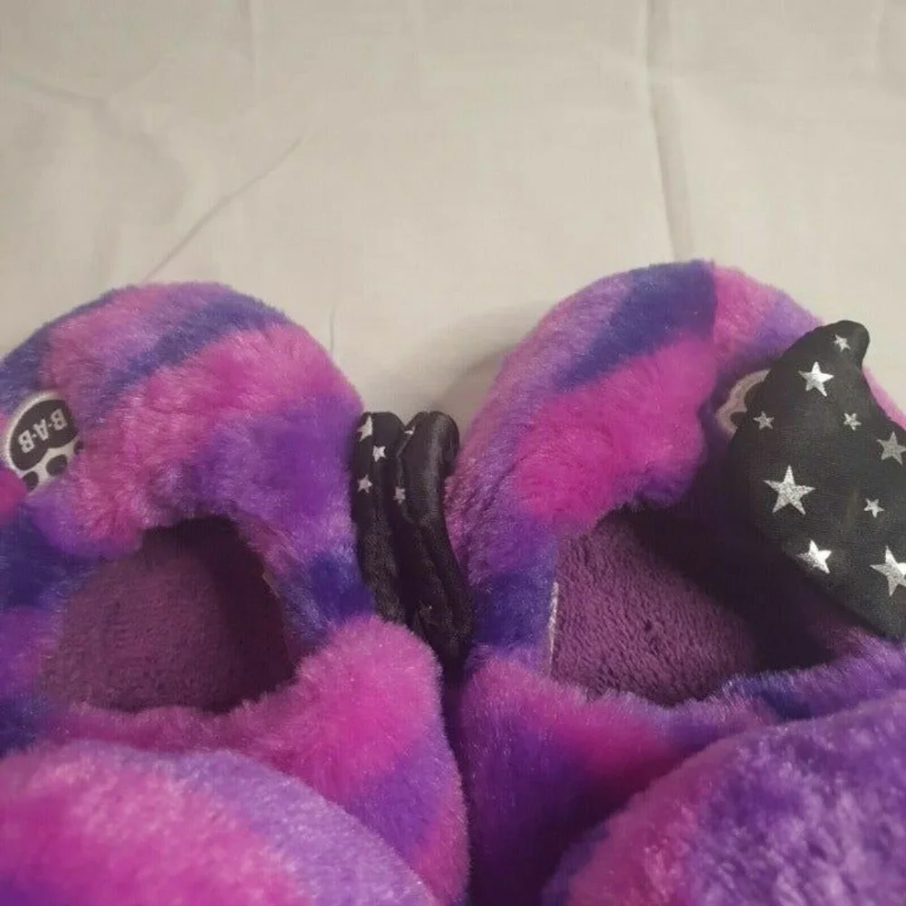 Build A Bear Bat Slippers Size XL (3-4)‎ BAB Purple Black Slip on Kids Boy Girls